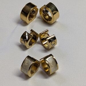 Set Of (3) Huggie Goldtone Hoop Earrings